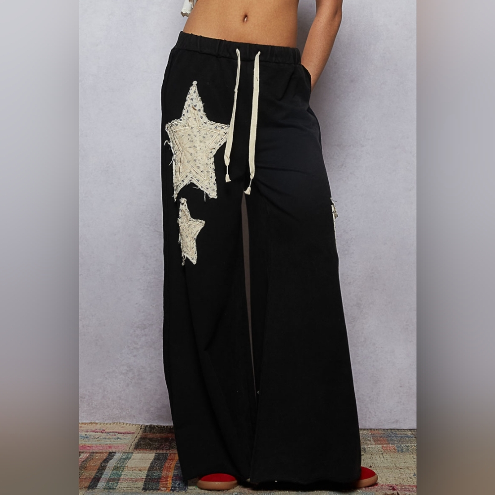 POL STAR PATCH WIDE LEG RELAXED FIT PANTS FINAL PRICE! - Picture 2 of 6
